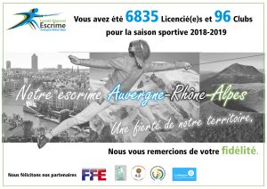 6835 licenciés escrime en AuRA , en 2019